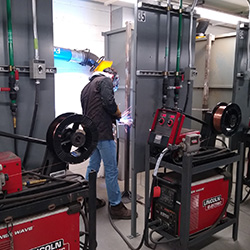 On Friday, April 23, 2021, sparks were flying at Indian Hills North Campus during the annual High School Welding Career Academy Competition. 77 students from 4 high school career academies had the opportunity to show their welding skill and knowledge to a panel of judges and instructors from 9:00am to 11:30am. 