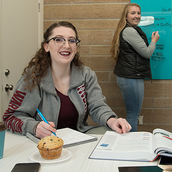Student studying in the library